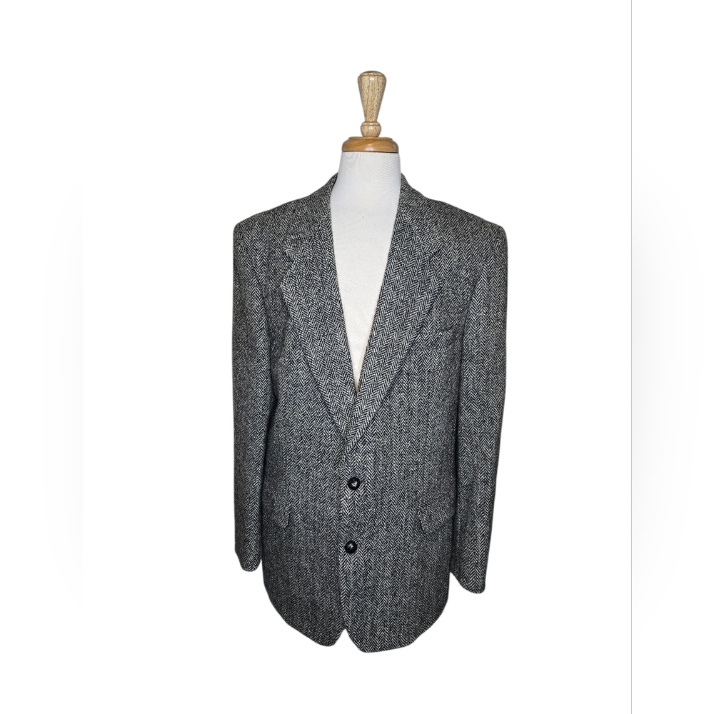 Vintage Harris Tweed Eaton Wool Blazer Herringbone Wedding Guest‎ Graduation 48R